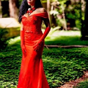 Stunning red wedding dress by bridess
